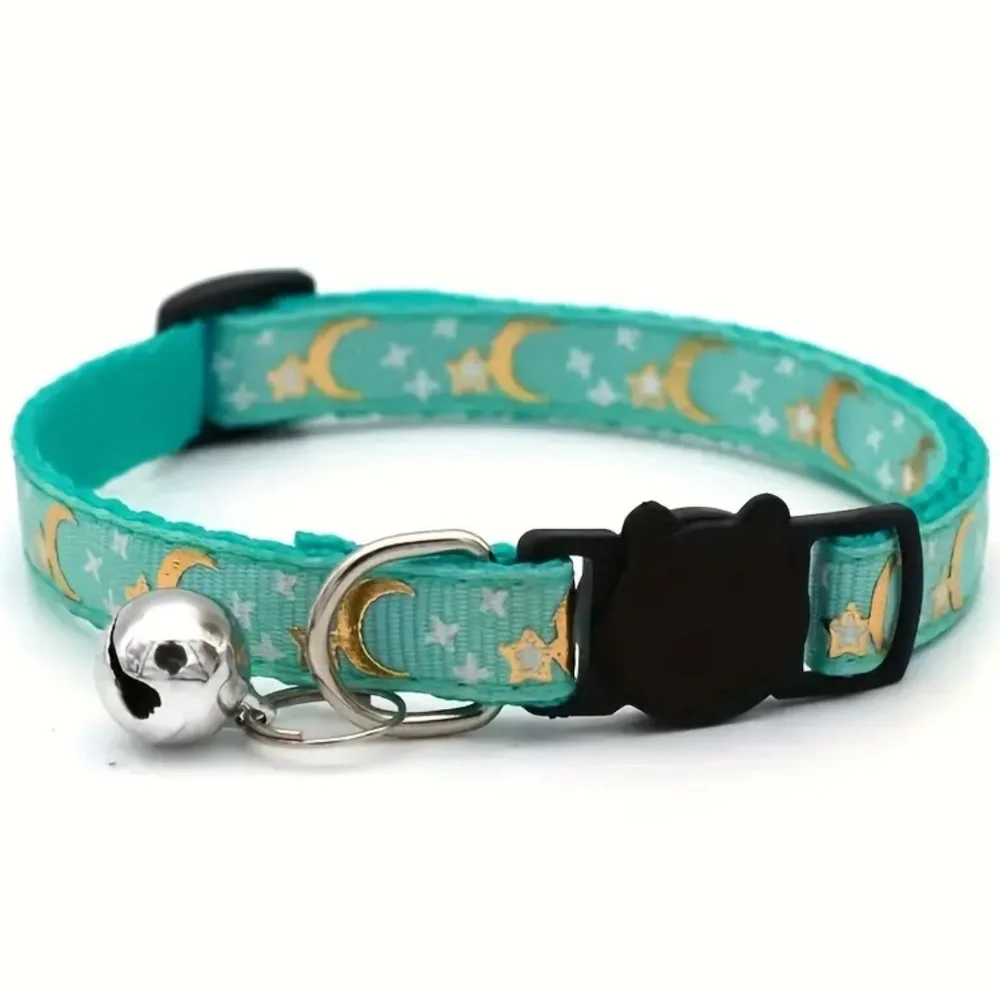 NEW! Adjustable Break Away Cat & Small Dog Moon and Stars Collars with B…